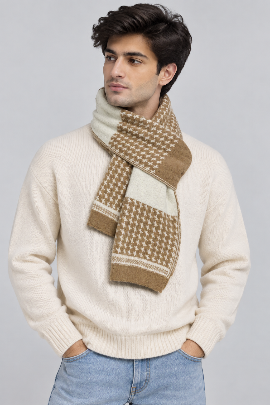 Unisex Winter Muffler Scarf for Men and Women with Checkered Pattern | Brown