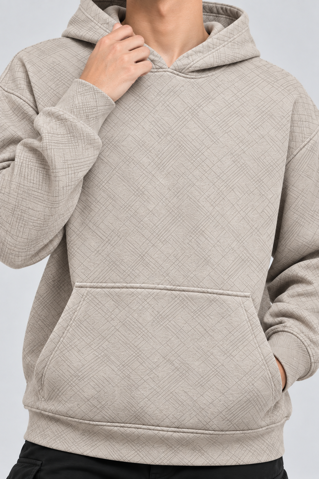 Amoldo Men's Printed Pullover Hooded Sweatshirt | 400+ GSM | Cream