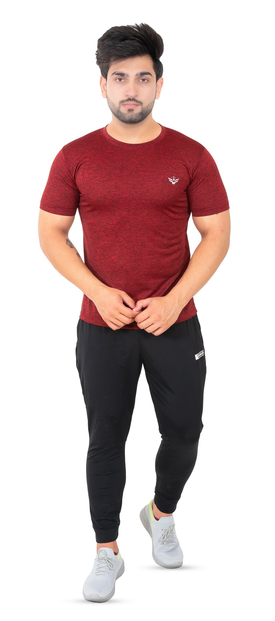 Solid Men's Dry Fit T-shirt- Maroon |Amoldo