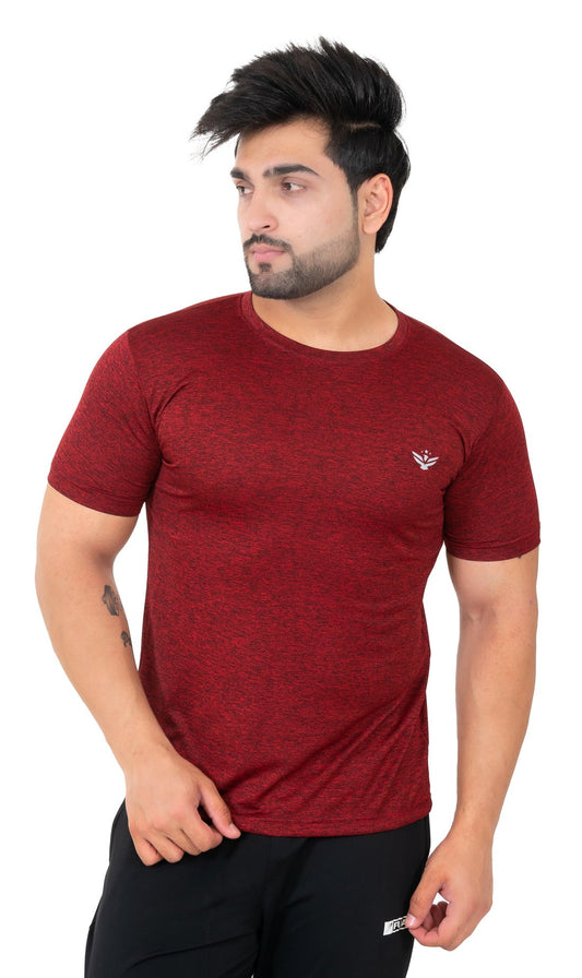 Solid Men's Dry Fit T-shirt- Maroon |Amoldo