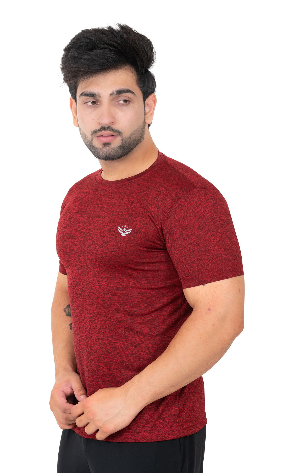 Solid Men's Dry Fit T-shirt- Maroon |Amoldo