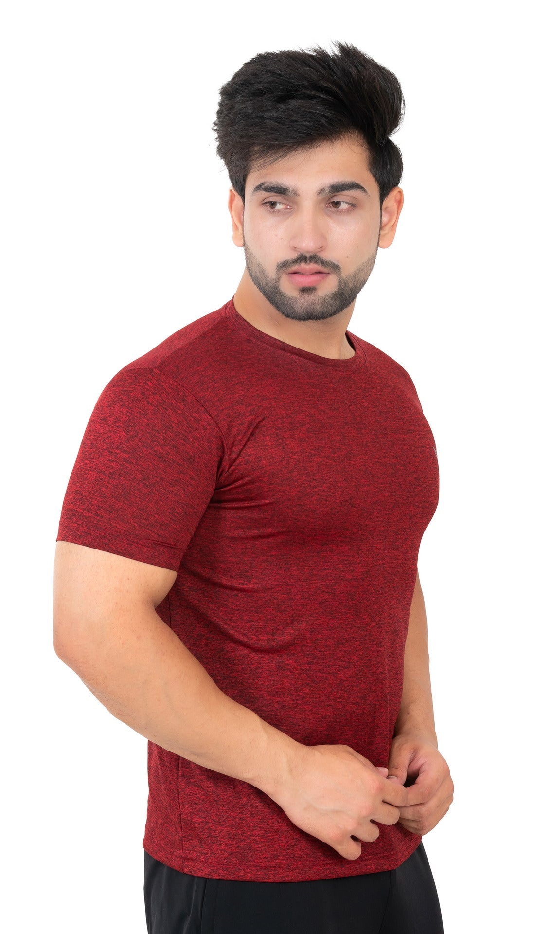 Solid Men's Dry Fit T-shirt- Maroon |Amoldo