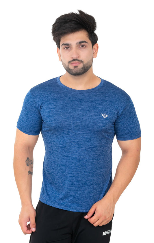 Solid Men's Dry Fit T-shirt- Blue |Amoldo