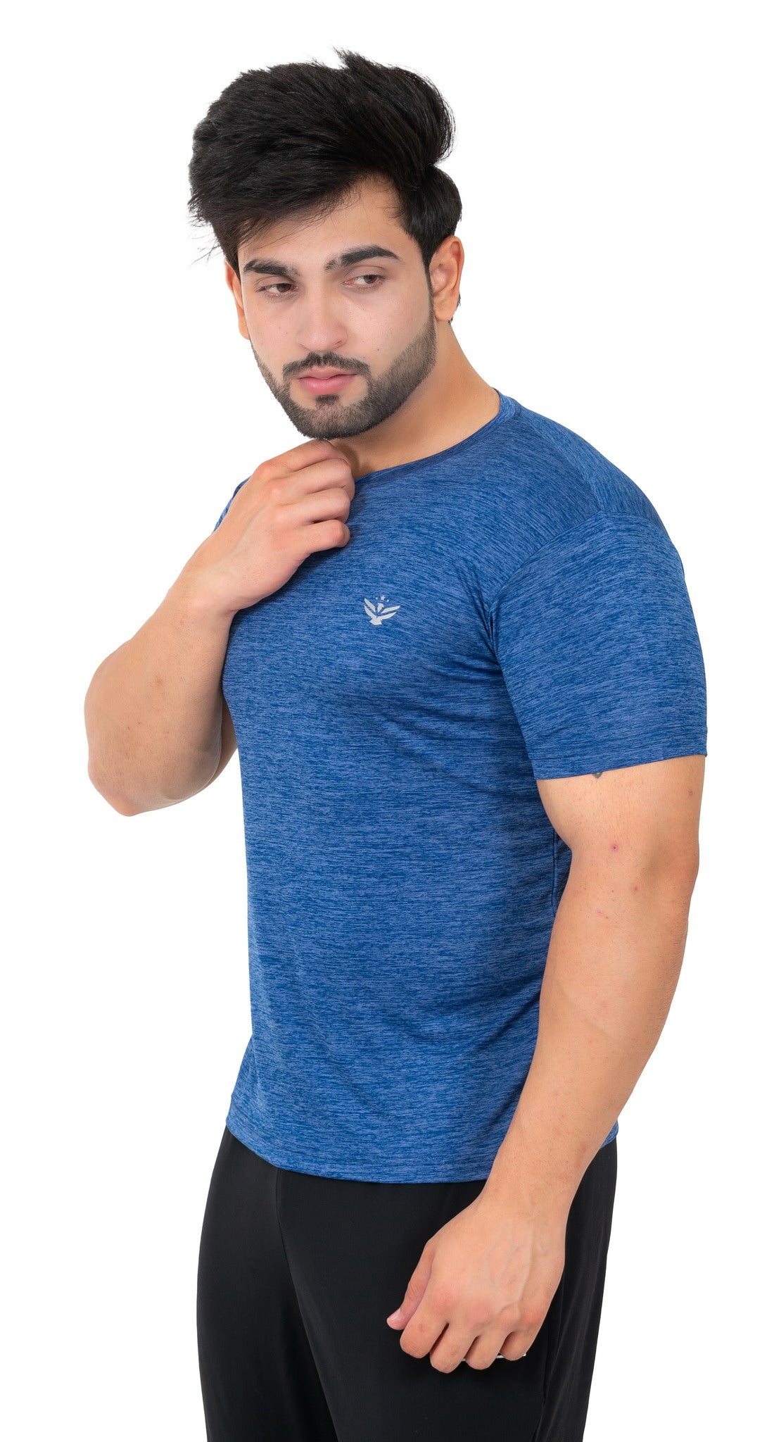 Solid Men's Dry Fit T-shirt- Blue |Amoldo