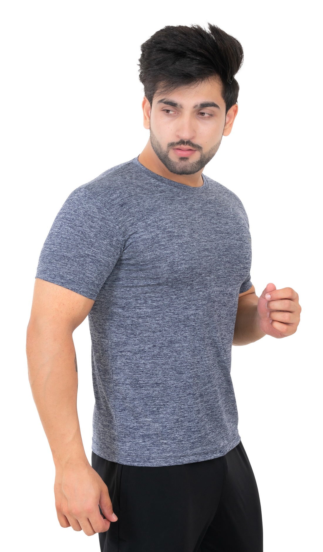 Solid Men's Dry Fit T-shirt- Grey |Amoldo