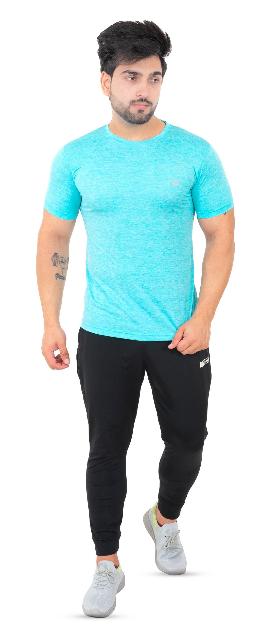 Solid Men's Dry Fit T-shirt- Aqua |Amoldo