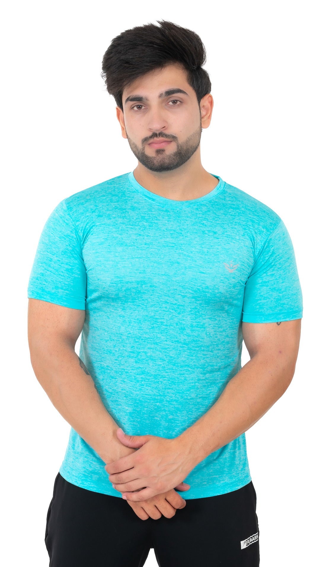 Solid Men's Dry Fit T-shirt- Aqua |Amoldo