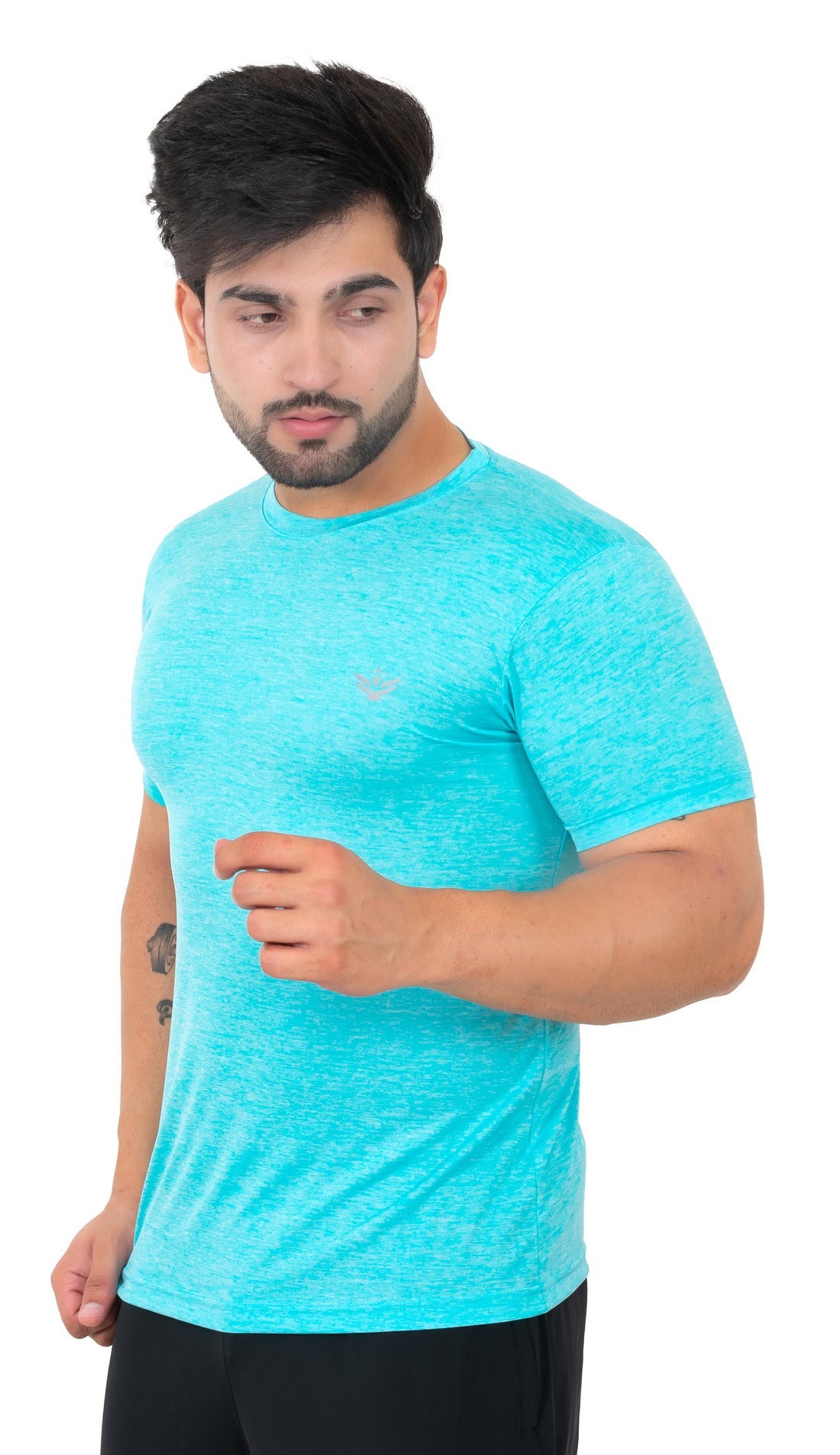 Solid Men's Dry Fit T-shirt- Aqua |Amoldo