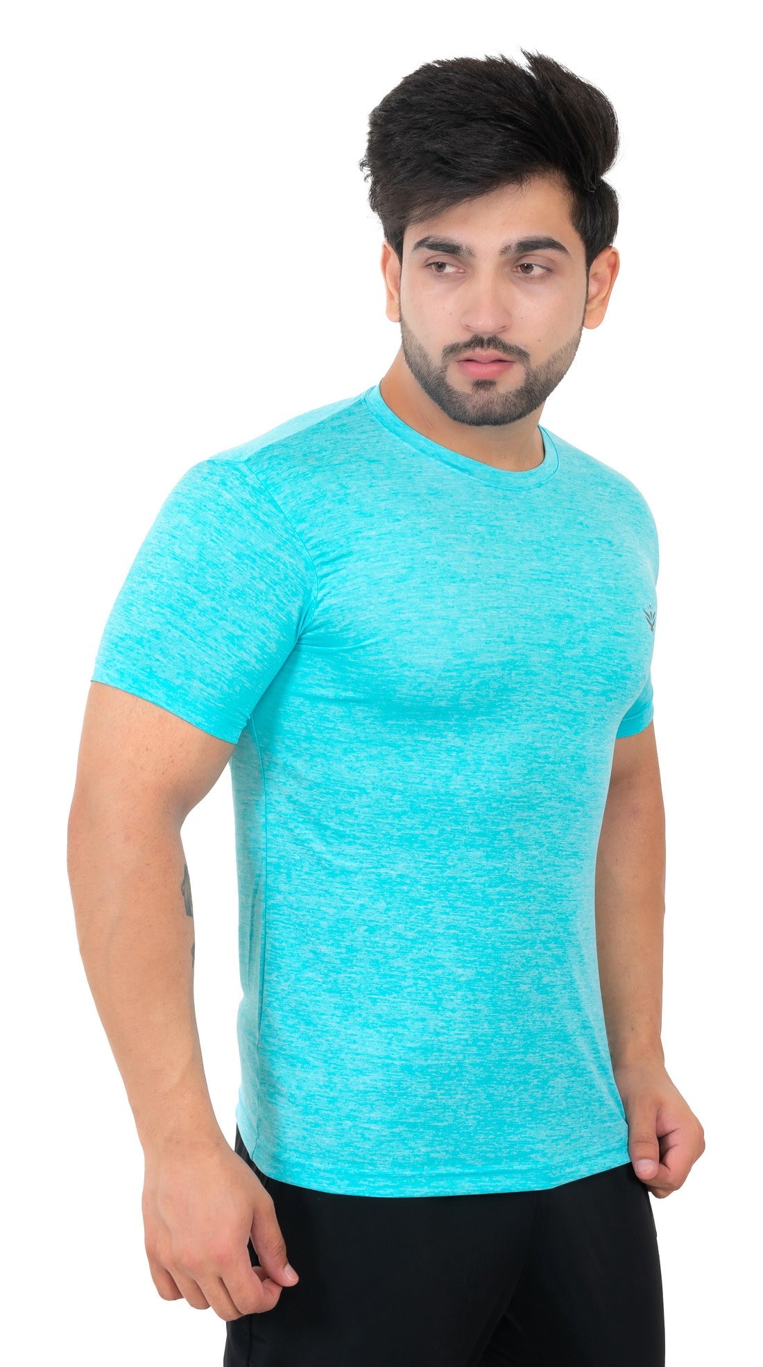 Solid Men's Dry Fit T-shirt- Aqua |Amoldo