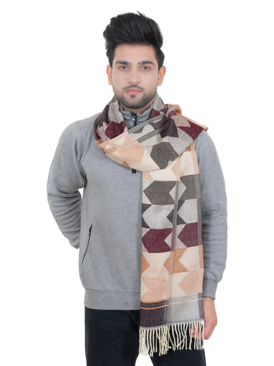 Woolen Arrow Muffler- Brown | Amoldo