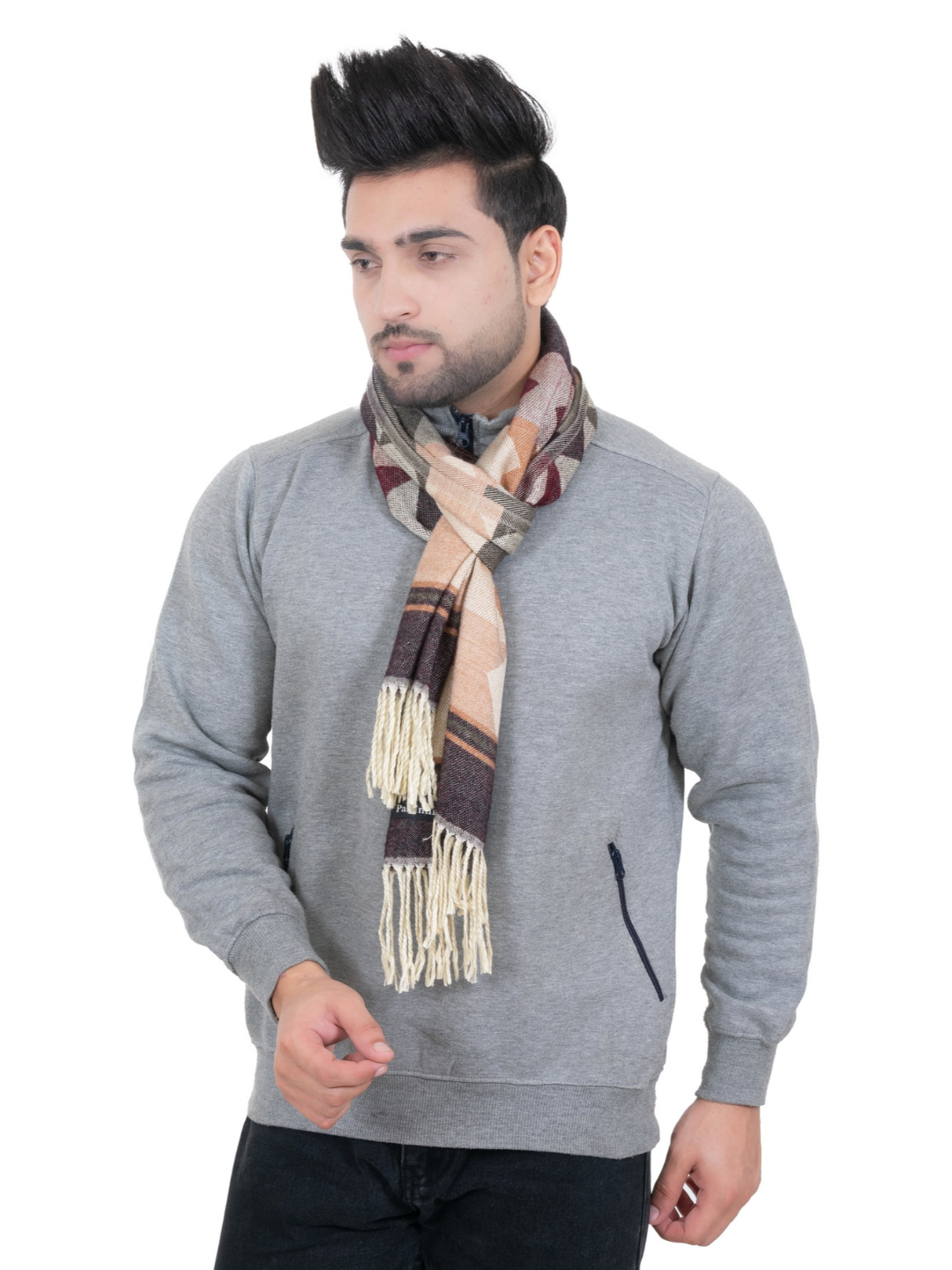 Woolen Arrow Muffler- Brown | Amoldo