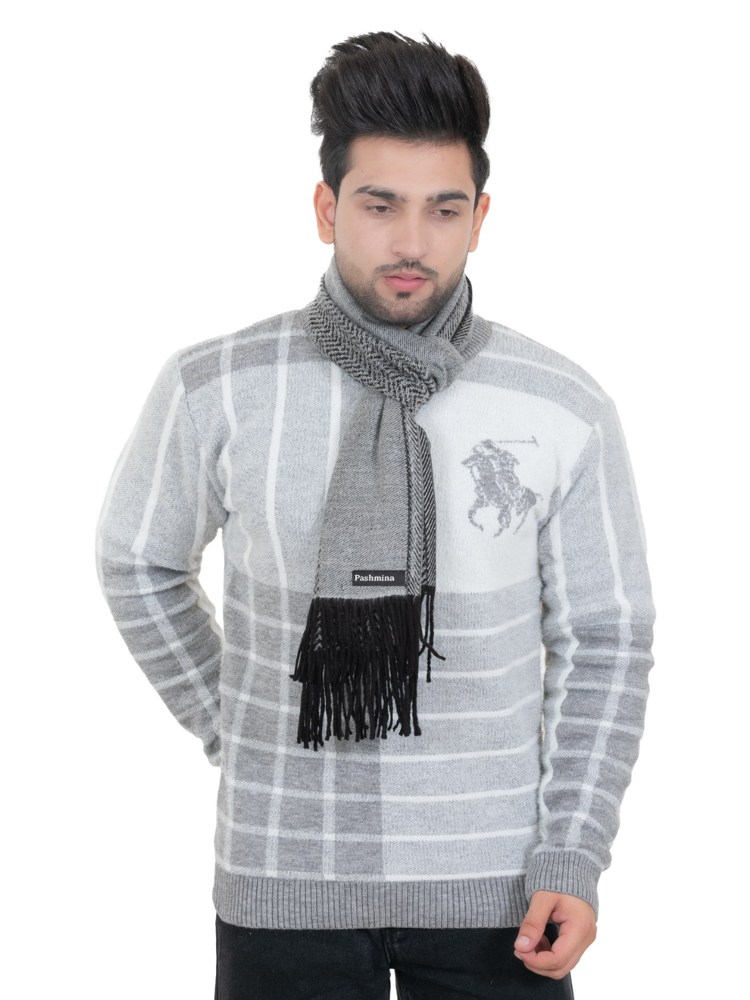 Woolen plain Muffler- Light Grey | Amoldo