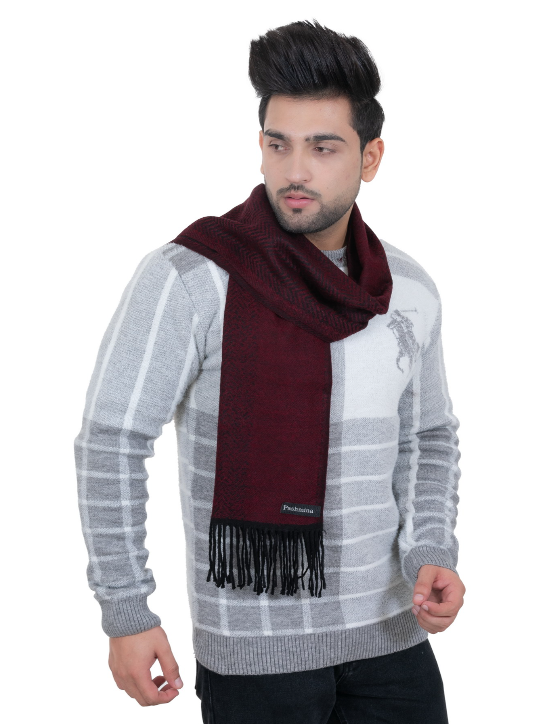 Woolen plain Muffler- Maroon | Amoldo