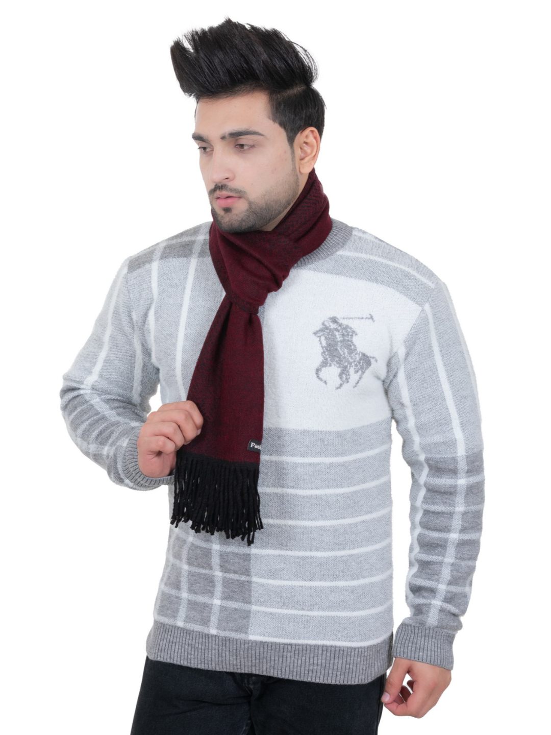 Woolen plain Muffler- Maroon | Amoldo