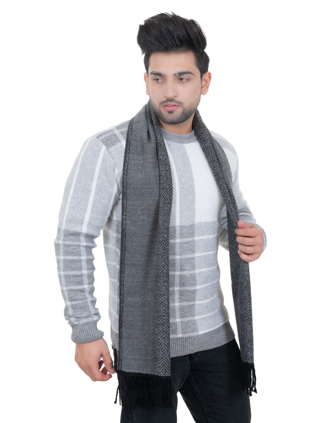 Woolen plain Muffler- Dark Grey | Amoldo