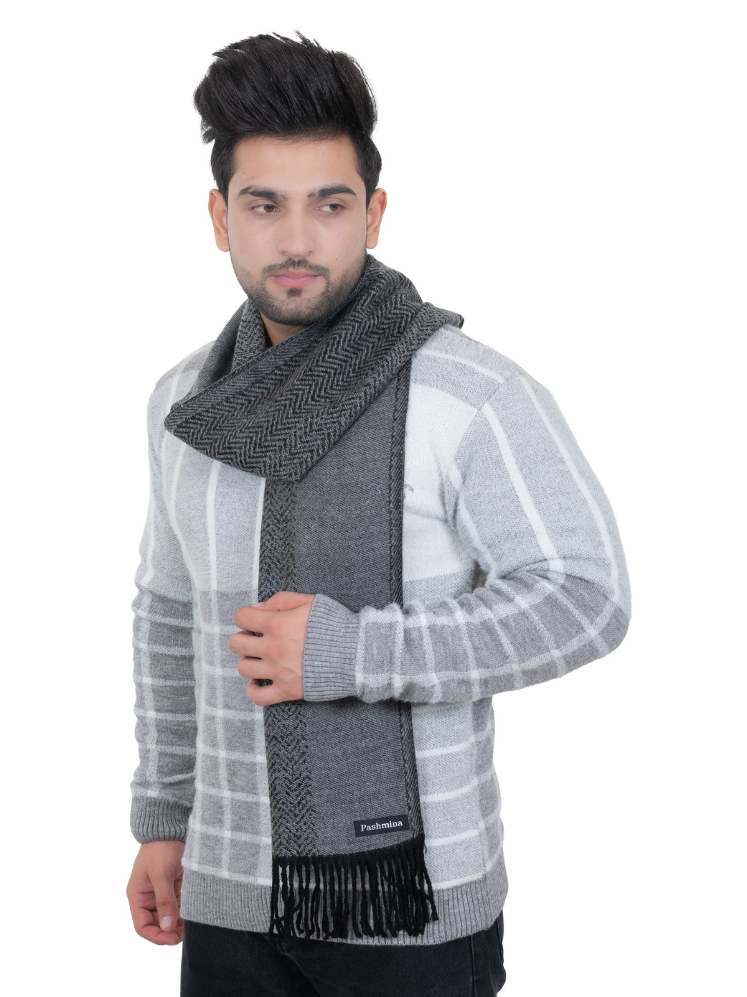 Woolen plain Muffler- Dark Grey | Amoldo