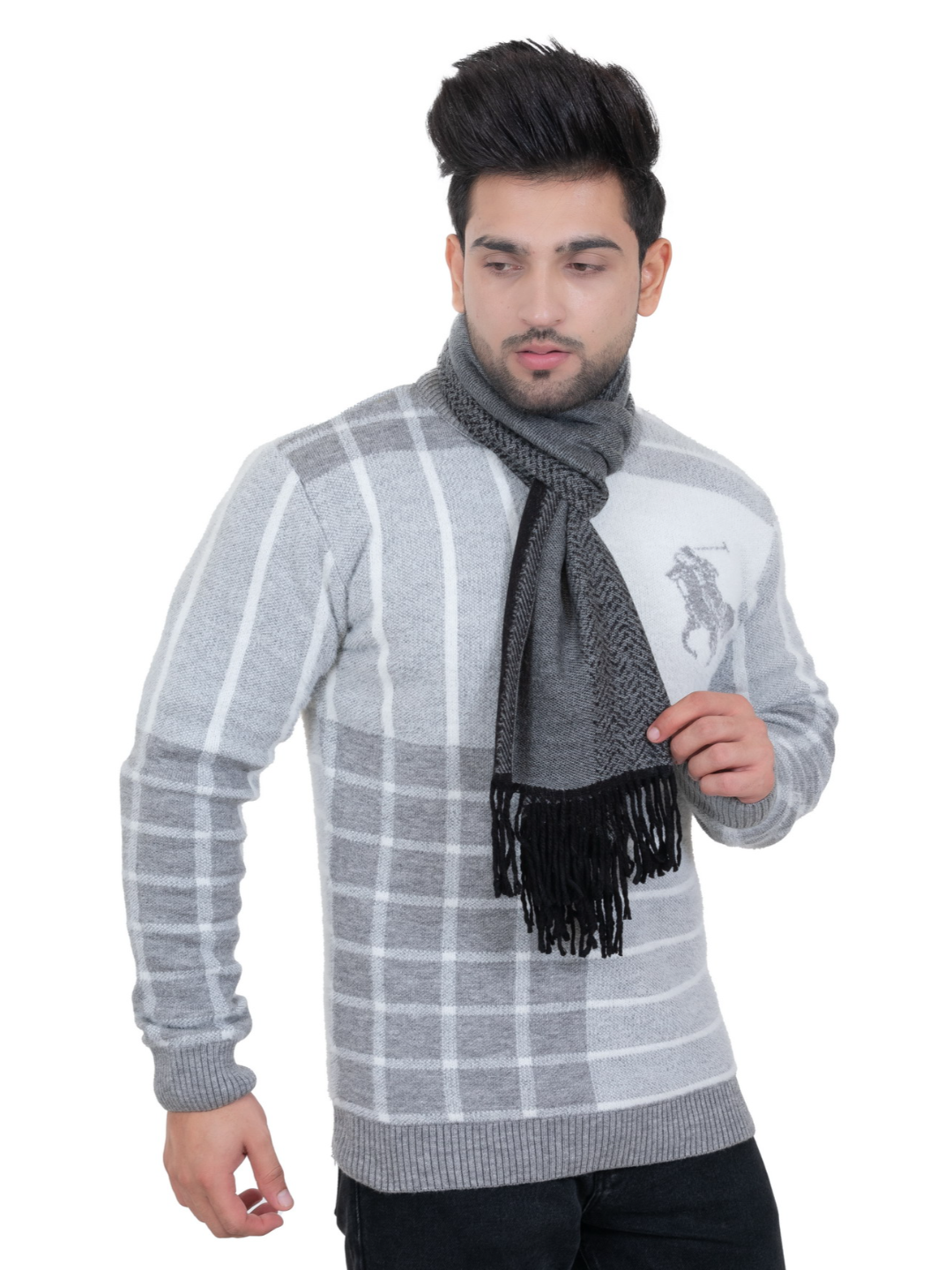 Woolen plain Muffler- Dark Grey | Amoldo