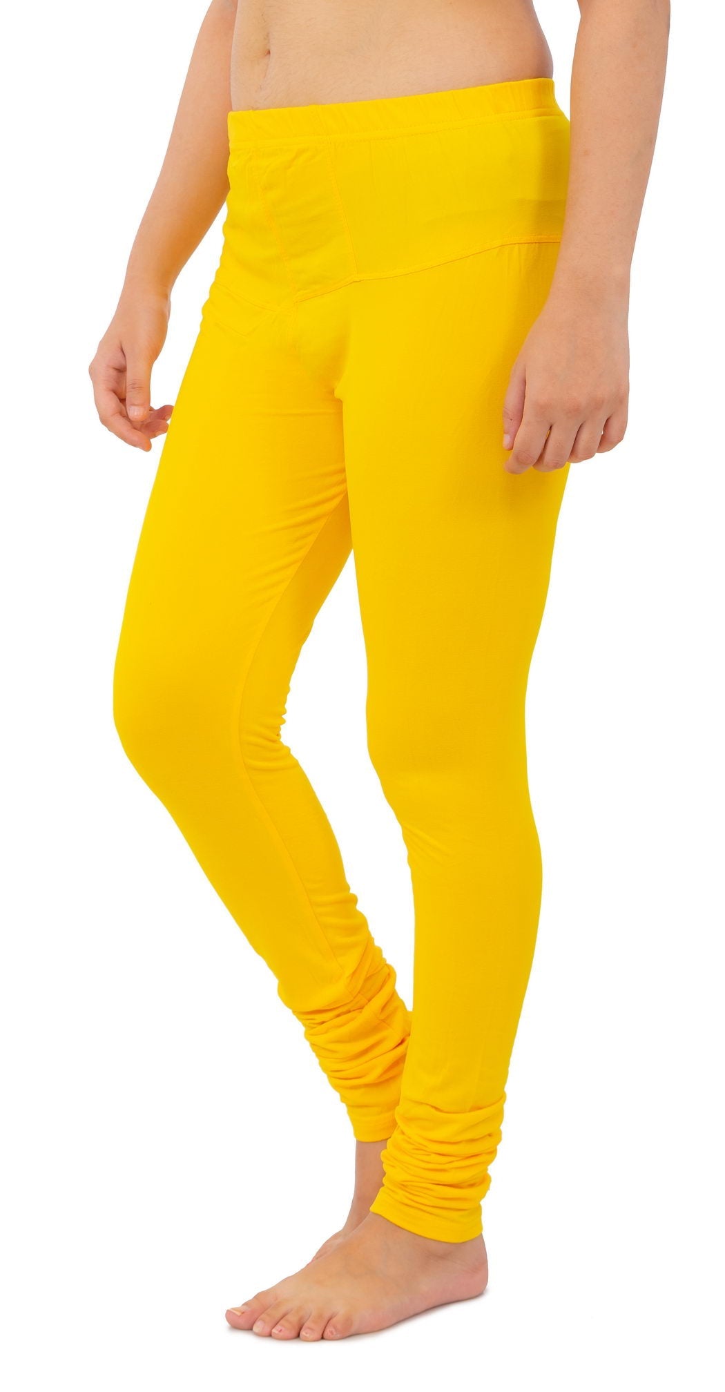 Women's Plain Leggings - Yellow | AMOLDO