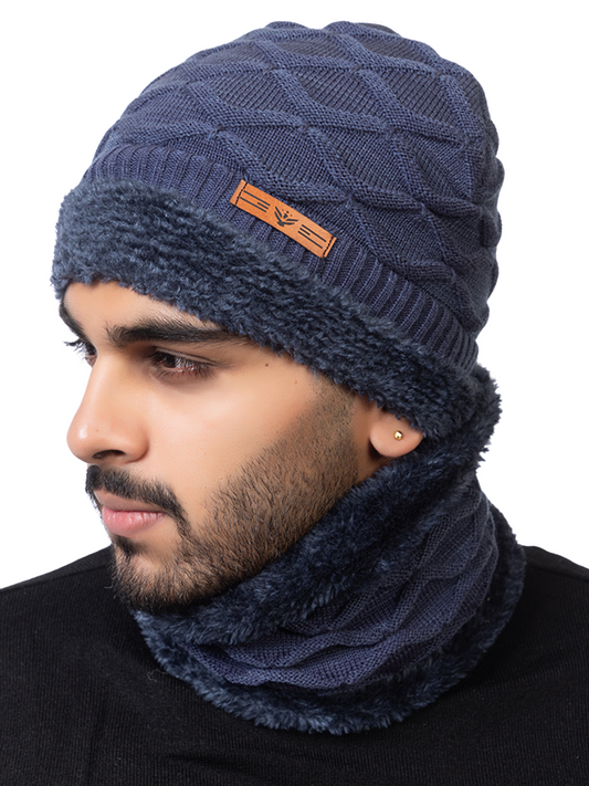 dark grey beanie neck set 