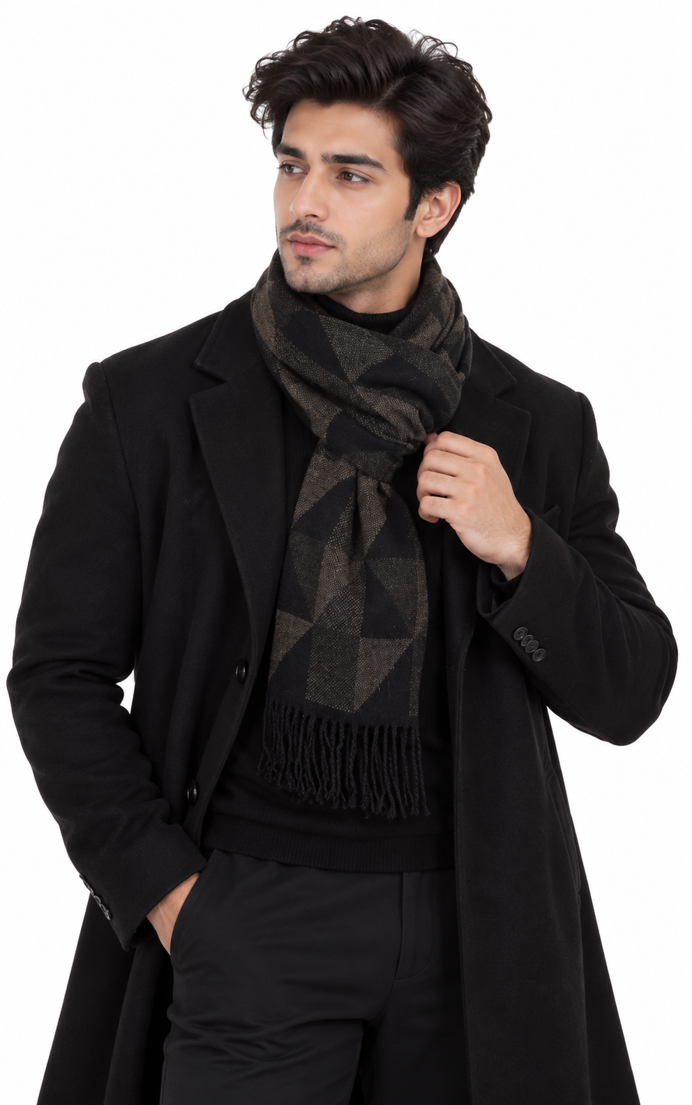 Woolen Geometric Muffler- Brown | Amoldo