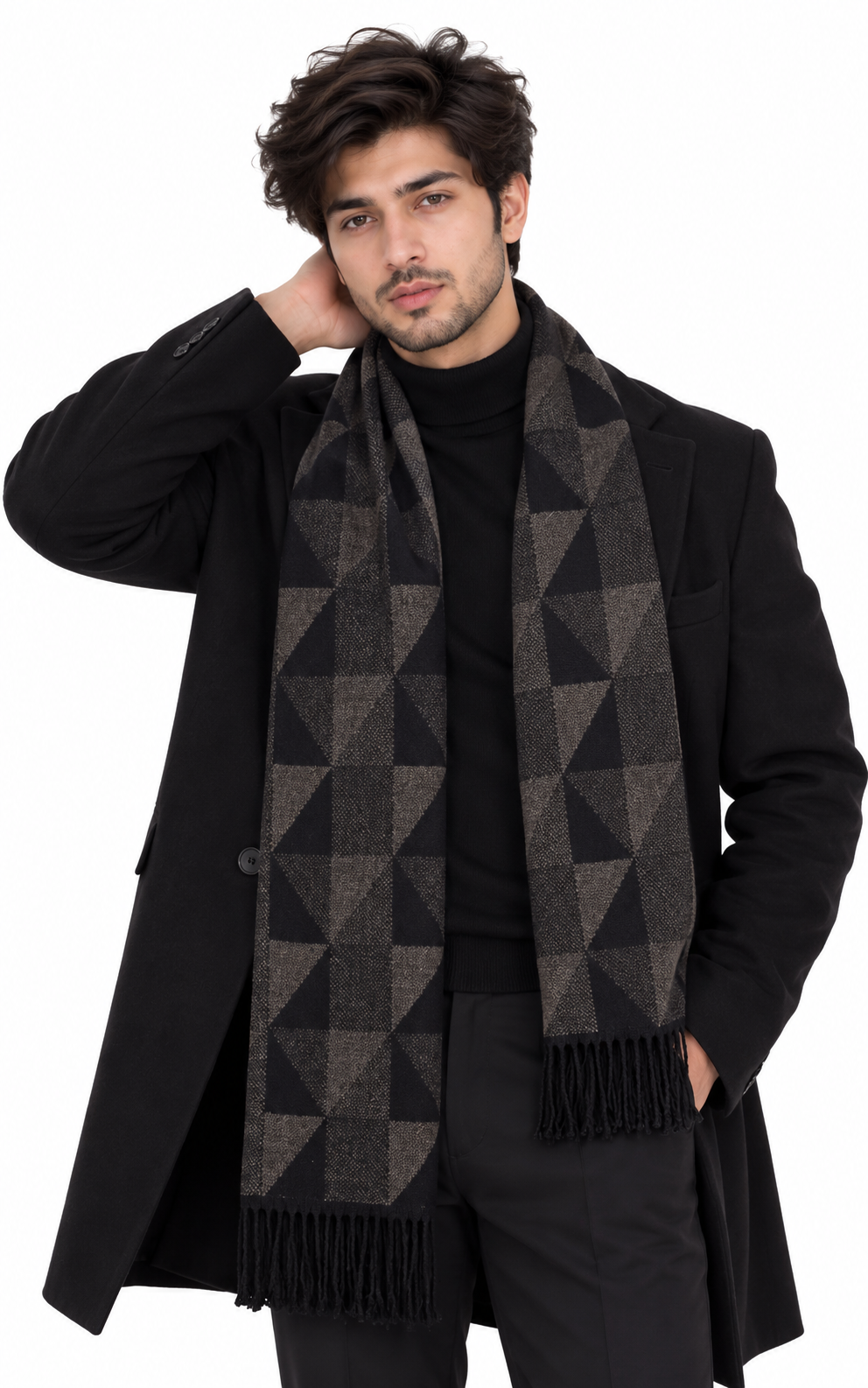 Woolen Geometric Muffler- Brown | Amoldo