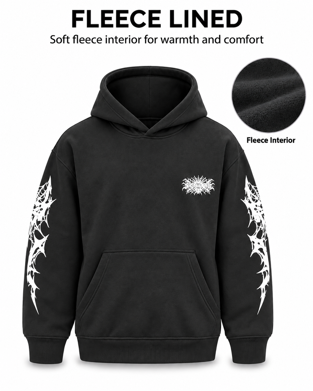 AMOLDO Women's Oversized Fleece Lined Hooded Sweatshirt | 400+ GSM | Black