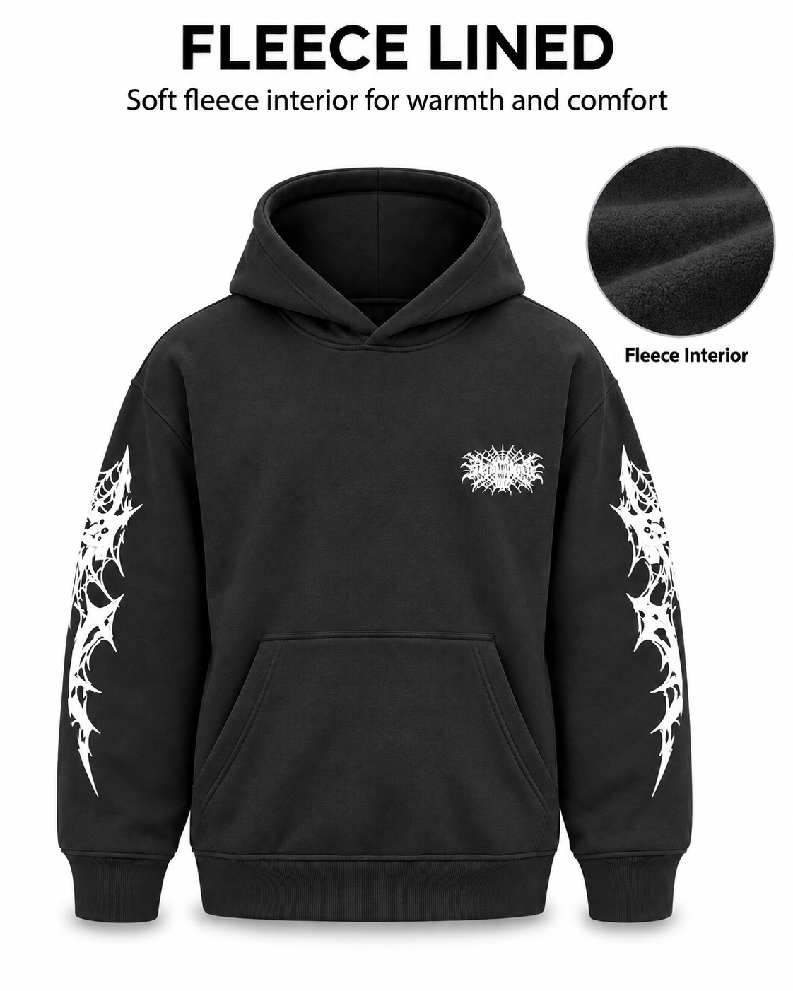 AMOLDO Women's Oversized Fleece Lined Hooded Sweatshirt | 400+ GSM | Black