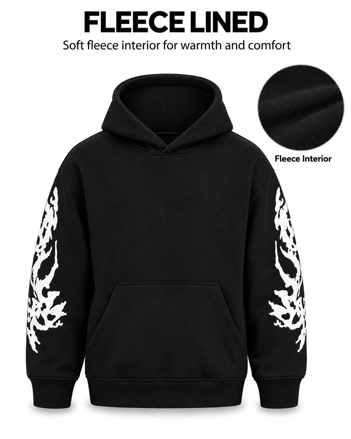 Women's Oversized Hoodie with Graphic Print | 400+GSM | Black