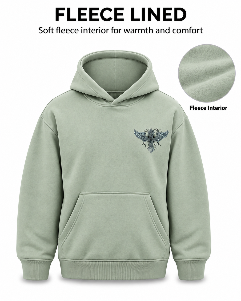 AMOLDO Women's Oversized Fleece Lined Hooded Sweatshirt | 400+ GSM | Sage Green
