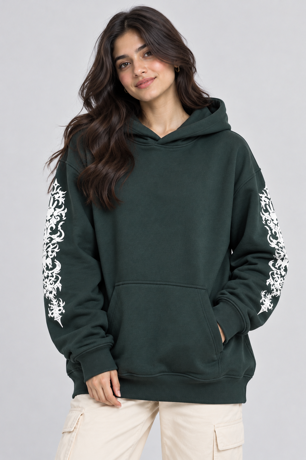 Women's Oversized Hoodie with Graphic Print | 400+GSM | Dark Green