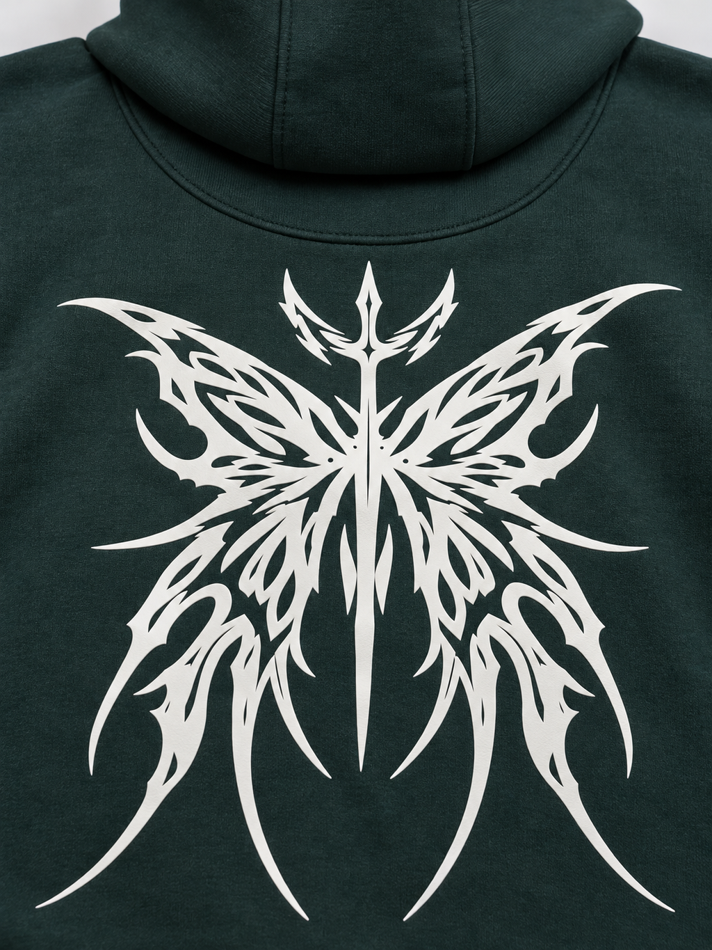 Men's Hooded Sweatshirt with White Graphic Print | 400+ GSM | Dark Green