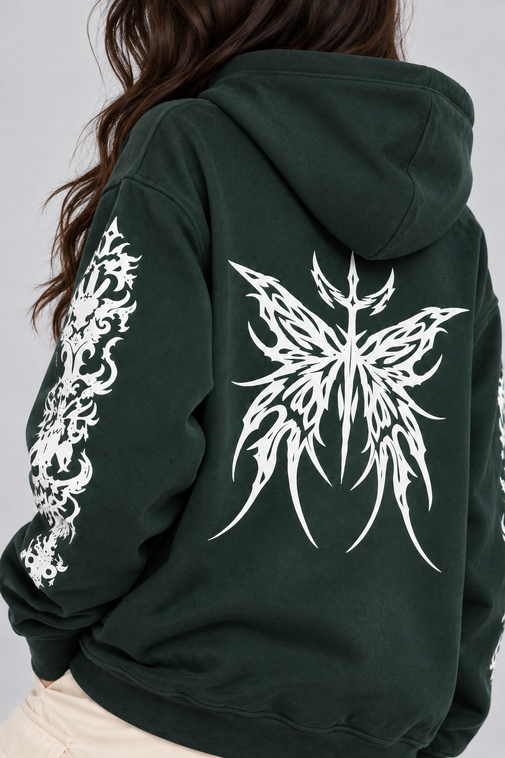 Women's Oversized Hoodie with Graphic Print | 400+GSM | Dark Green