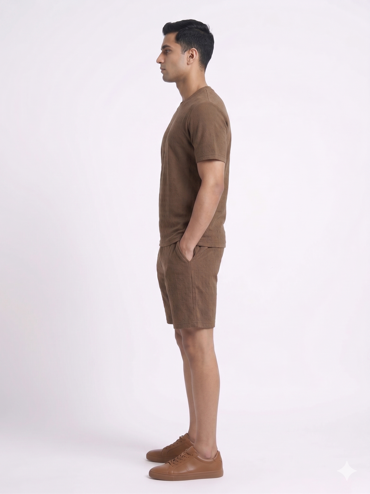 Men's Textured Co-ord Set - Brown