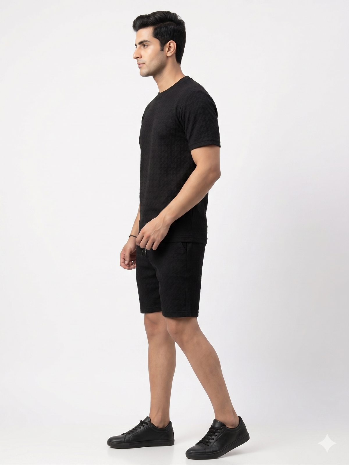 Men's Textured Co-ord Set - Black