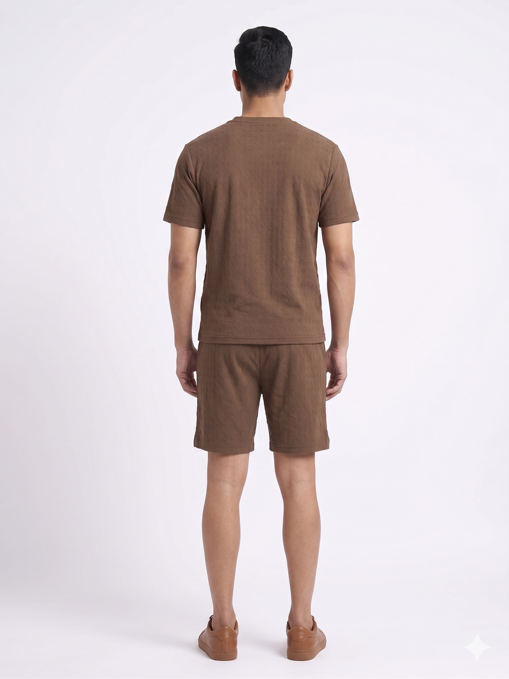 Men's Textured Co-ord Set - Brown