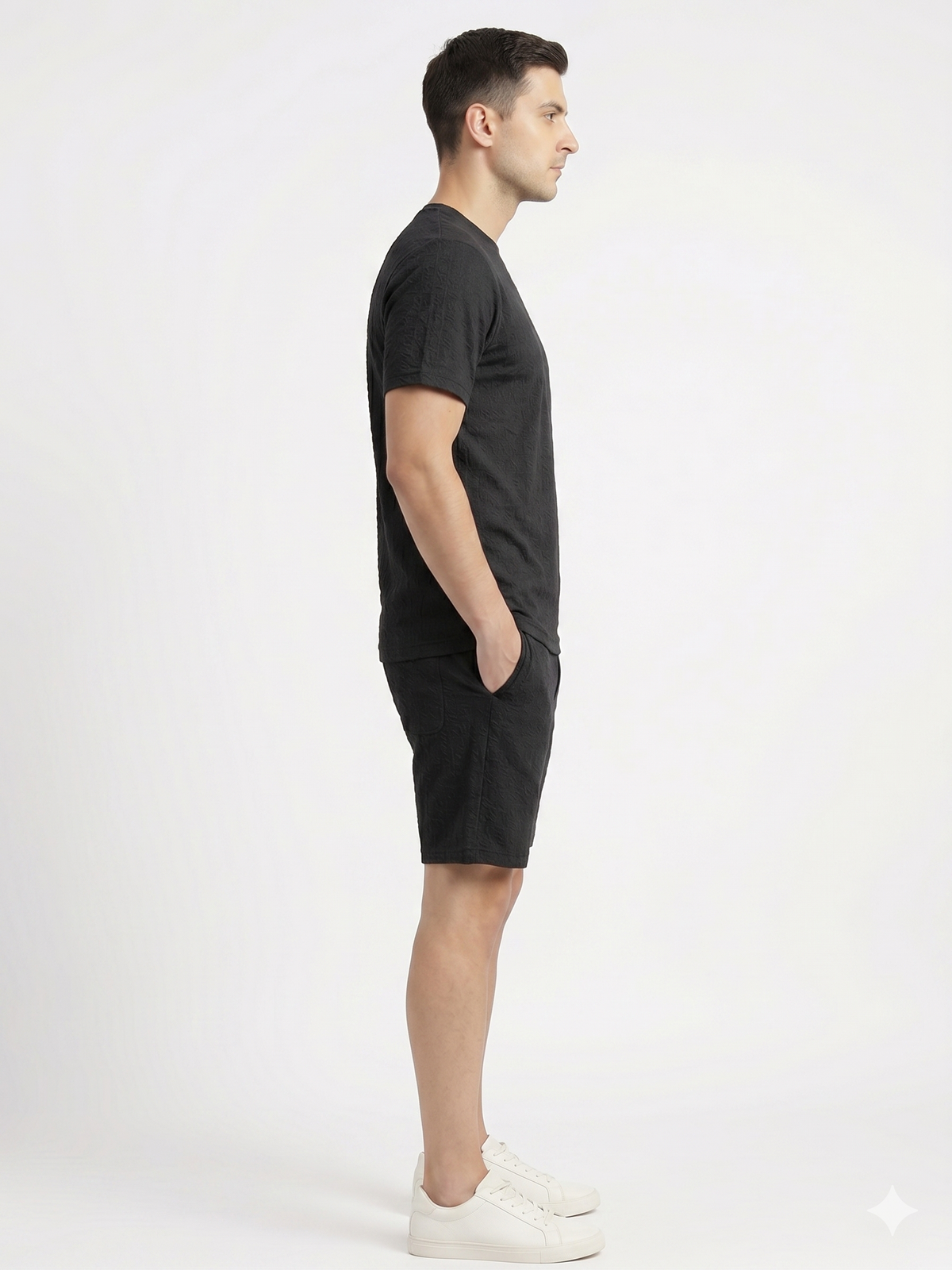 Men's Textured Co-ord Set - Black
