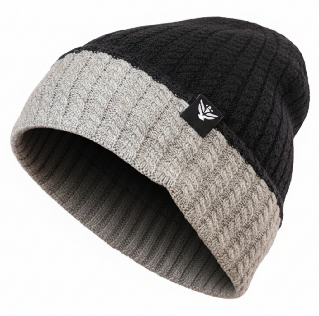 Unisex Woolen Winter Cap | Warm Knit Beanie - Black