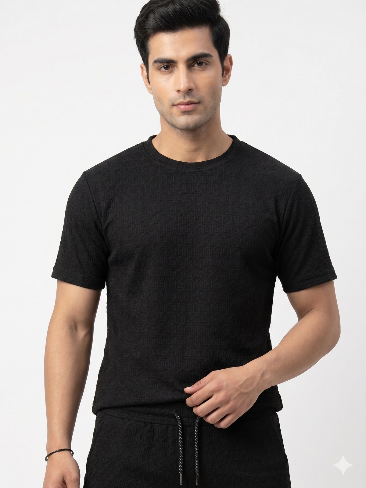 Men's Textured Co-ord Set - Black