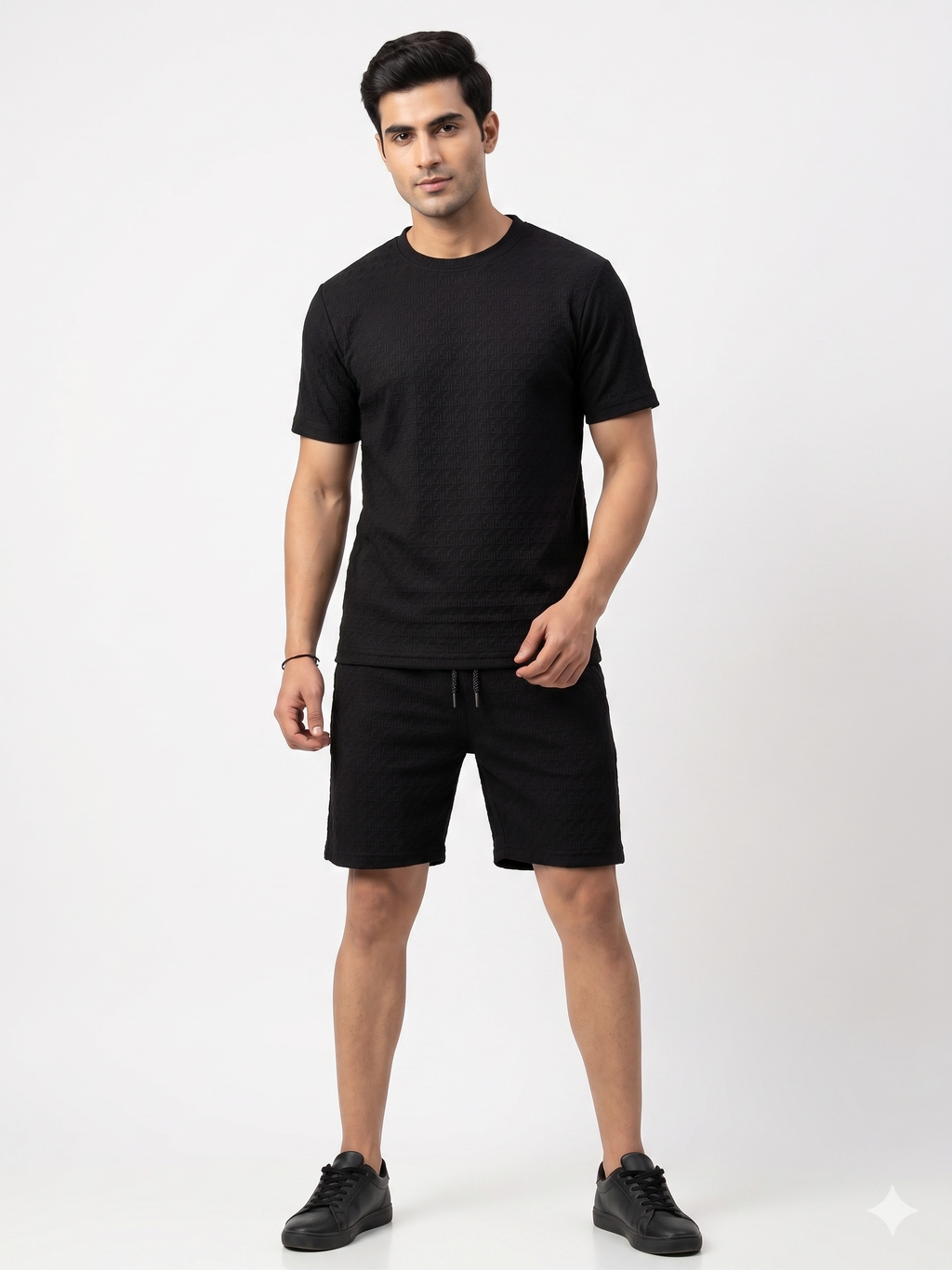 Men's Textured Co-ord Set - Black