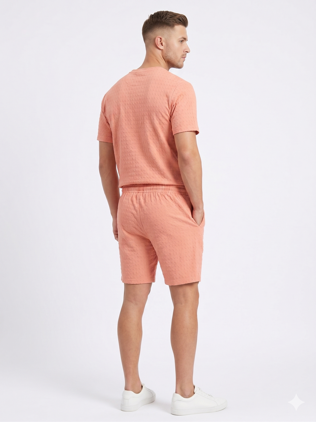 Men's Textured Co-ord Set - Pink