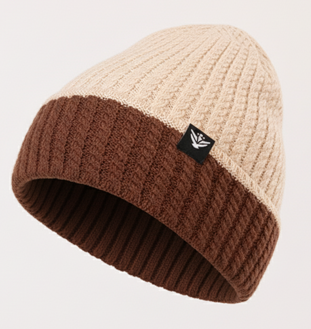 Unisex Woolen Winter Cap | Warm Knit Beanie - Beige