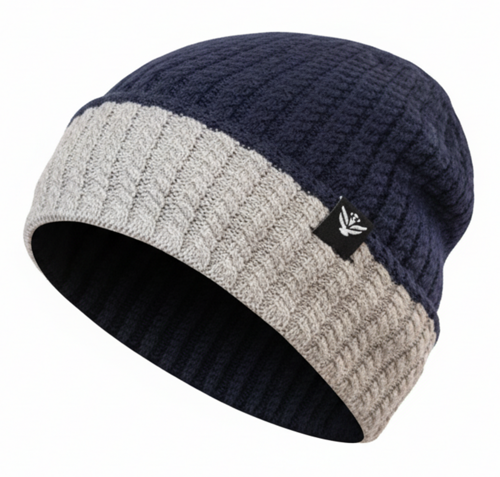 Unisex Woolen Winter Cap | Warm Knit Beanie - Dark Blue