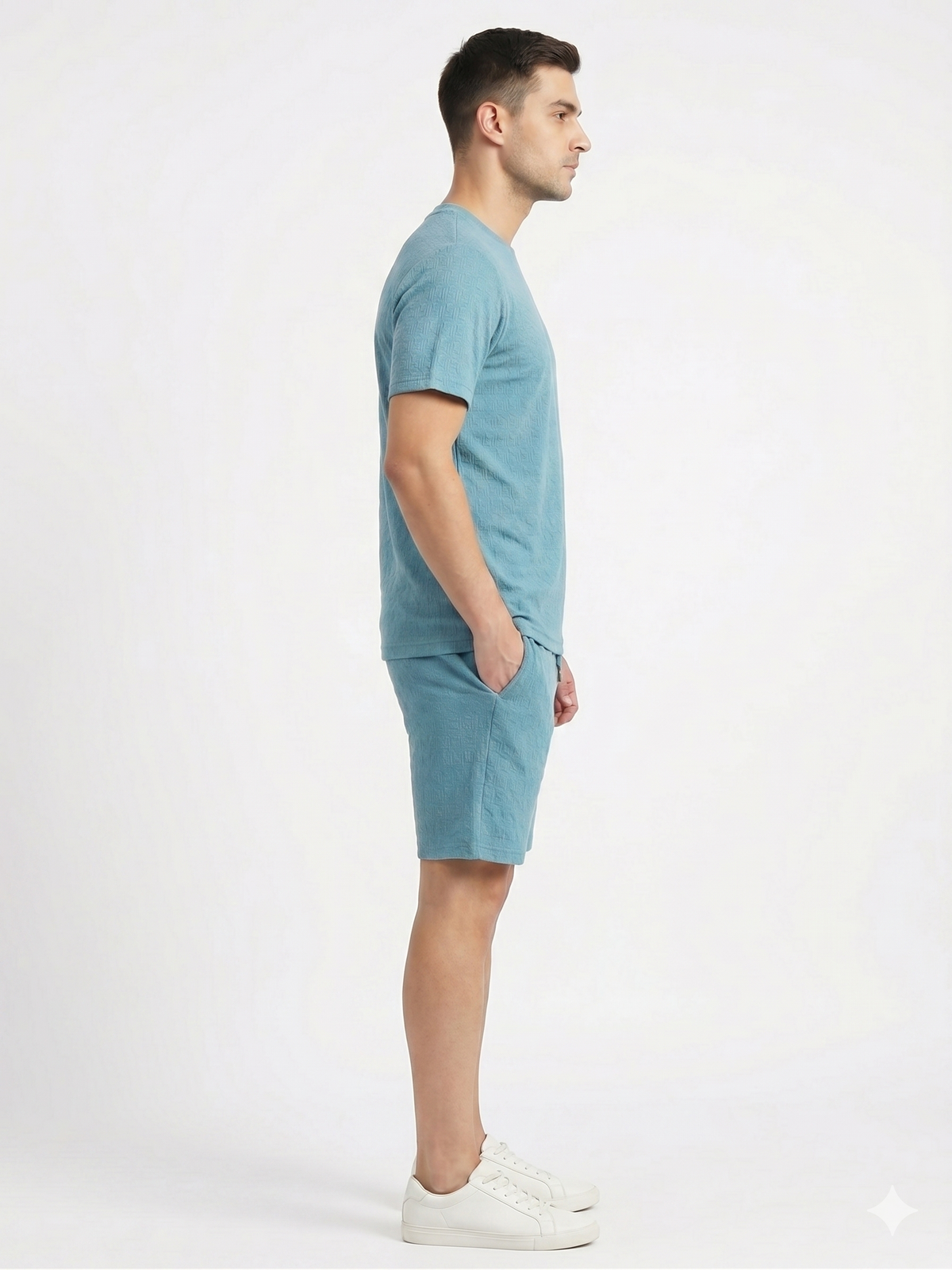 Men's Textured Co-ord Set - Blue
