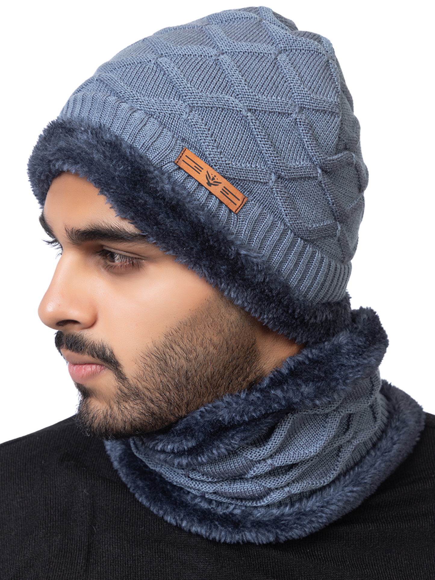 grey beanie neck set 