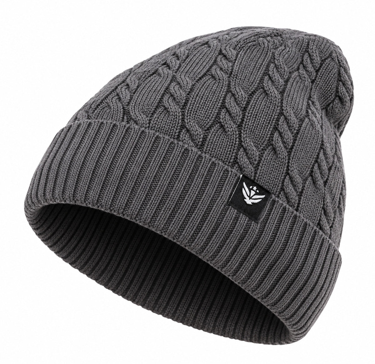 Unisex Grey Winter Wool Cap | Warm Soft Stretch Beanie with Braid Design