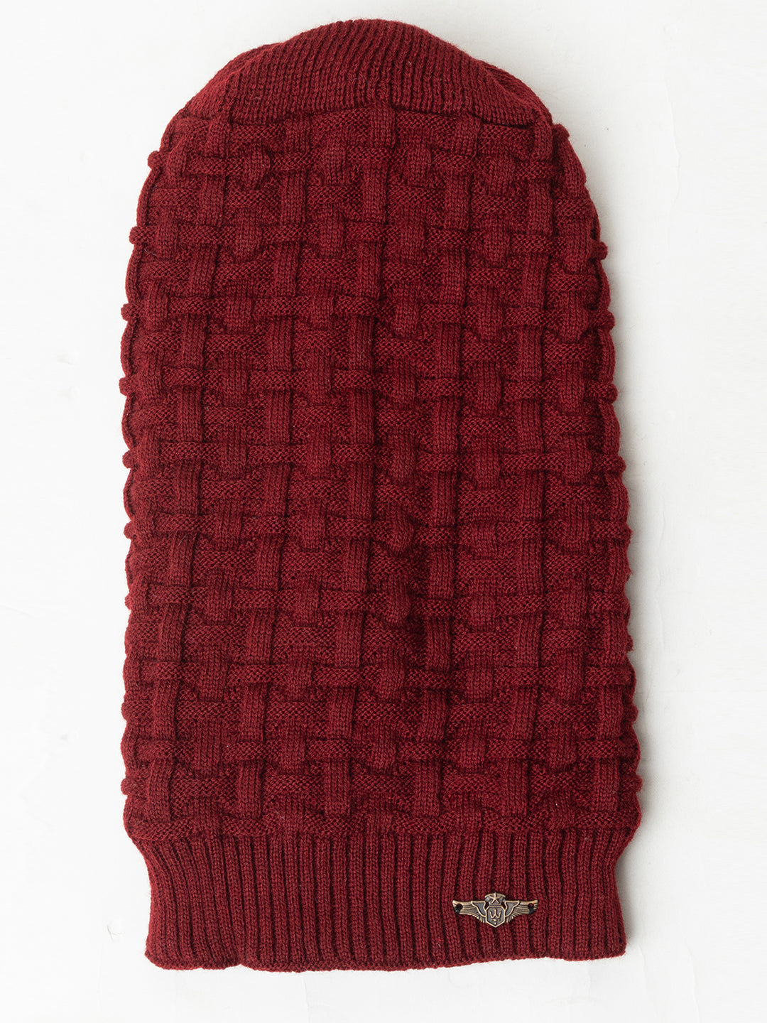 Amoldo unisex Soft and Warm Maroon Winter Woolen Long Beanie cap