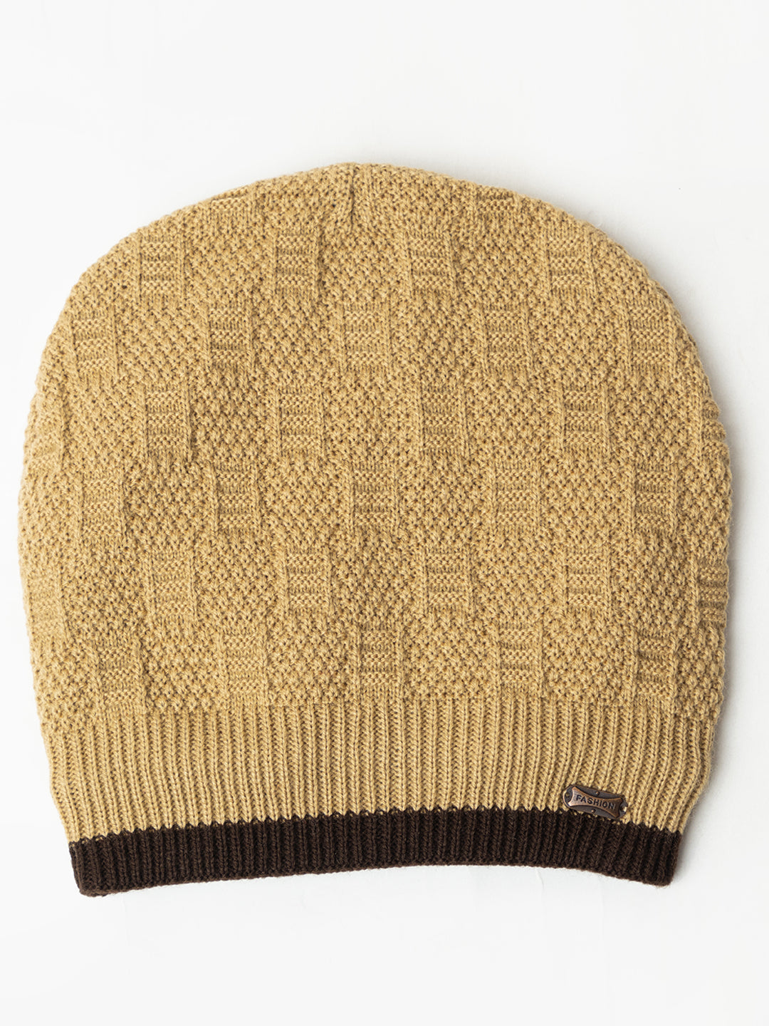 Unisex Woolen Fur Lining Beanie Cap- Beige | Amoldo