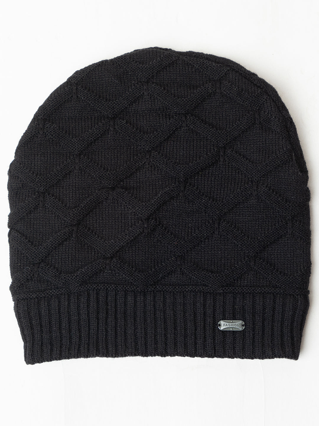 Amoldo unisex Soft and Warm Black Winter Woolen Skull Beanie cap with Fur Lining (Box Design)