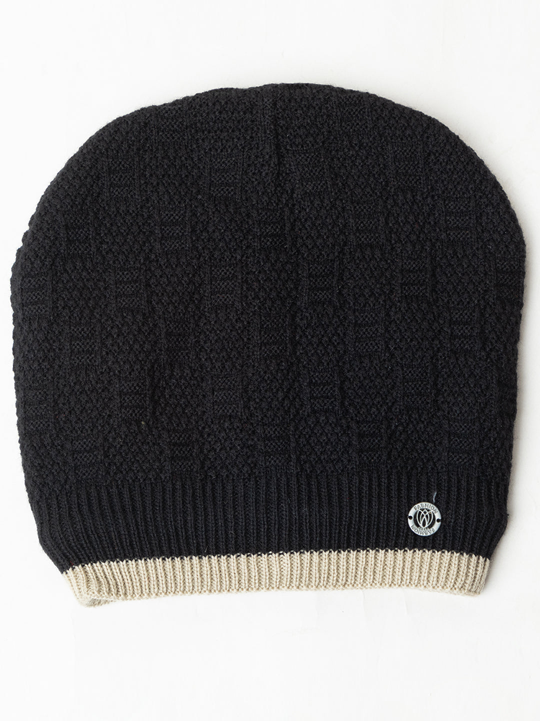 Unisex Woolen Fur Lining Beanie Cap- Black | Amoldo