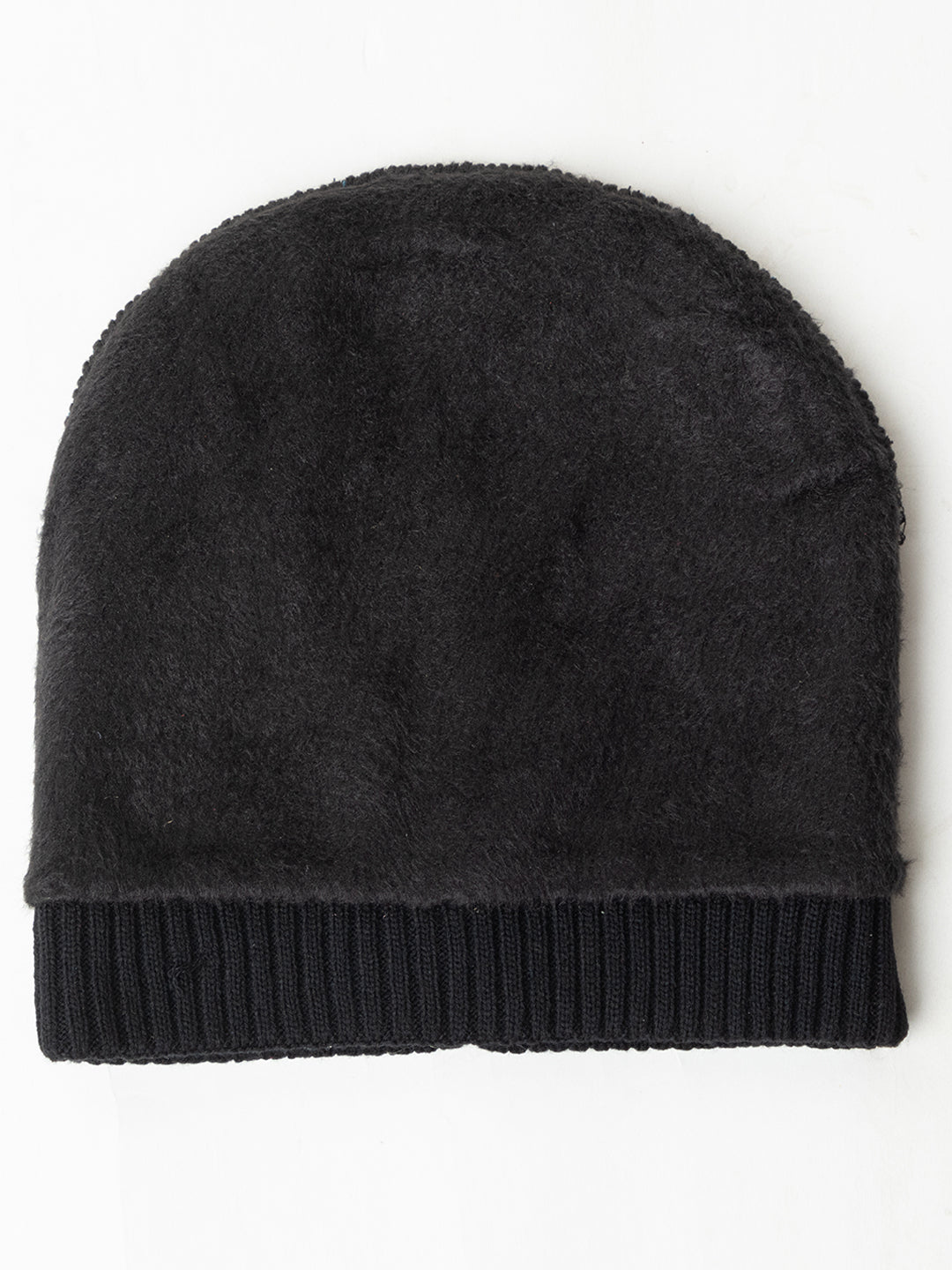 Unisex Winter Woolen Zig-zag Beanie cap- Black